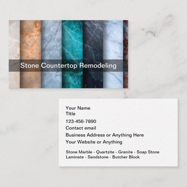 Carte De Visite Stone Countertops Theme Business Cards  (Devant / Derrière)