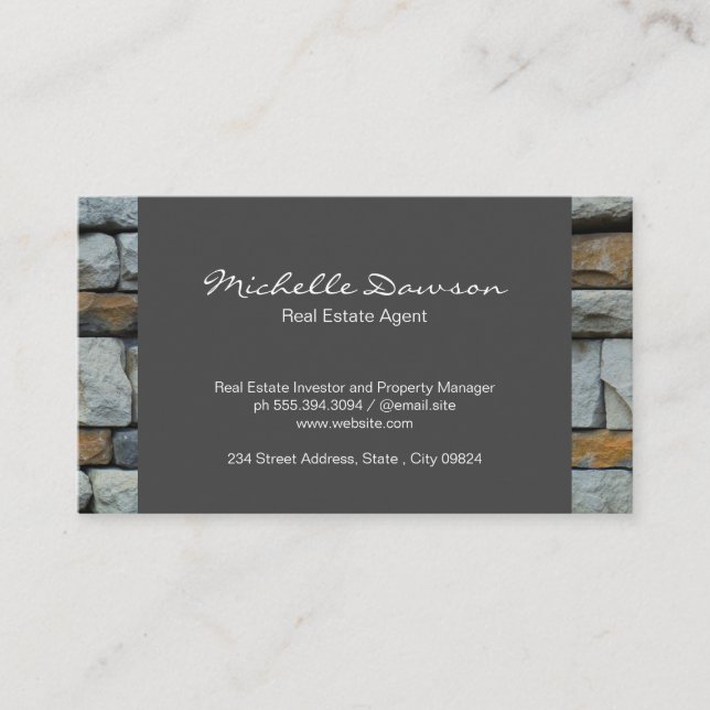 Carte De Visite Stone Trim | Agent immobilier (Devant)