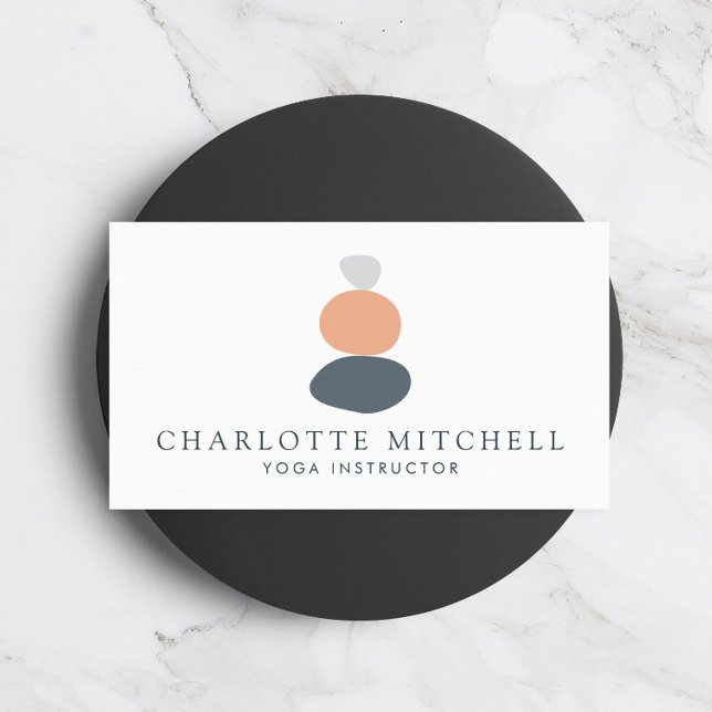 Carte De Visite Stones Zen Abstraites modernes Peach Logo Life Coa (Créateur téléchargé)