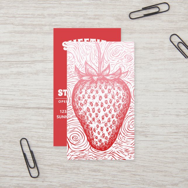 Carte De Visite strawberry swirl with QR code (Devant/Arrière en situation)