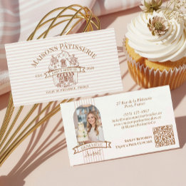 Carte De Visite Stripe Floral Cupcake Bakery Cake Designer Shop