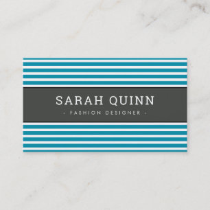 Carte De Visite STRIPE MINIMALE MODERNE aqua bleu gris foncé blanc