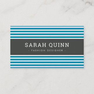 Carte De Visite STRIPE MINIMALE MODERNE aqua bleu gris foncé blanc