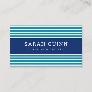 Carte De Visite STRIPE MINIMALE MODERNE aqua marine turquoise bleu