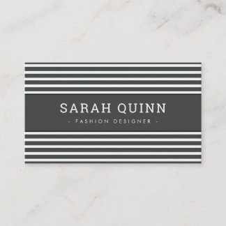 Carte De Visite STRIPE MINIMALE MODERNE noir gris blanc