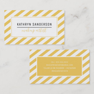 Carte De Visite STRIPE MINIMALE MODERNE simple moutarde jaune blan