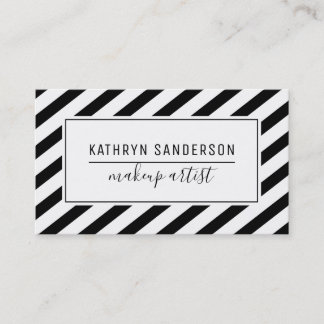 Carte De Visite STRIPE MINIMALE MODERNE simple noir blanc