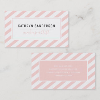 Carte De Visite STRIPE MINIMALE MODERNE simple rose pâle blanc
