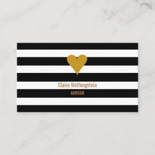 Carte De Visite Stripes moderne Gold Heart Professional