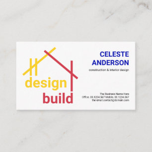 Carte De Visite Structure de construction en A-Frame rouge jaune,