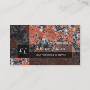 Carte De Visite Structure en marbre rouge foncé monogramme en marb