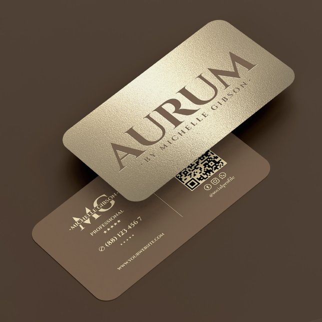 Carte De Visite Studio de bijoux de luxe marron faux or (Luxe Jewelry Studio Brown Faux Gold Business Card
)
