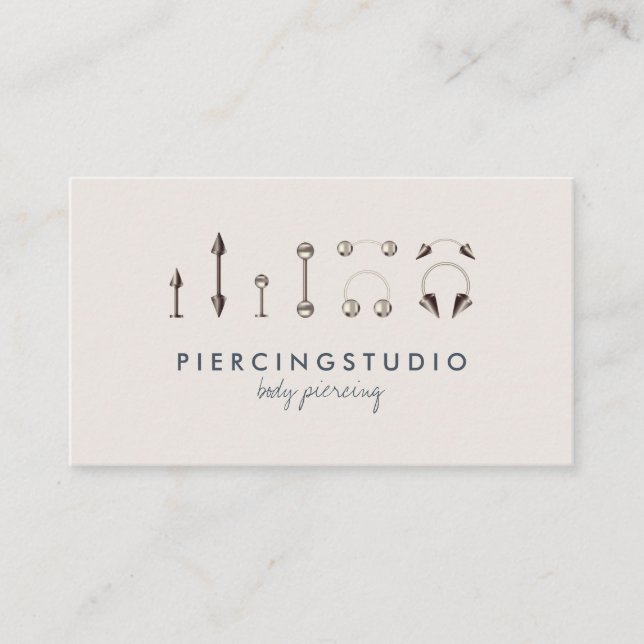Carte De Visite Studio de bijoux de piercing Navy Ivory (Devant)