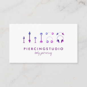 Carte De Visite Studio de bijoux Tatouage Violet Rose Piercing cor