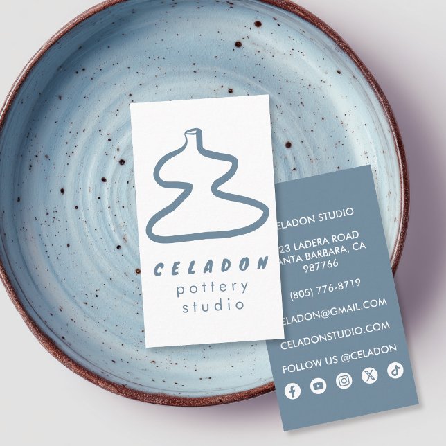 Carte De Visite Studio de céramique POTTERY Icônes élégantes dessi (POTTERY Ceramics Studio Elegant Hand-drawn Icons Business Card
)