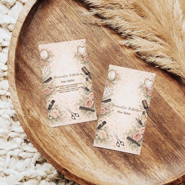 Carte De Visite Studio de coiffure florale romantique branding (Créateur téléchargé)