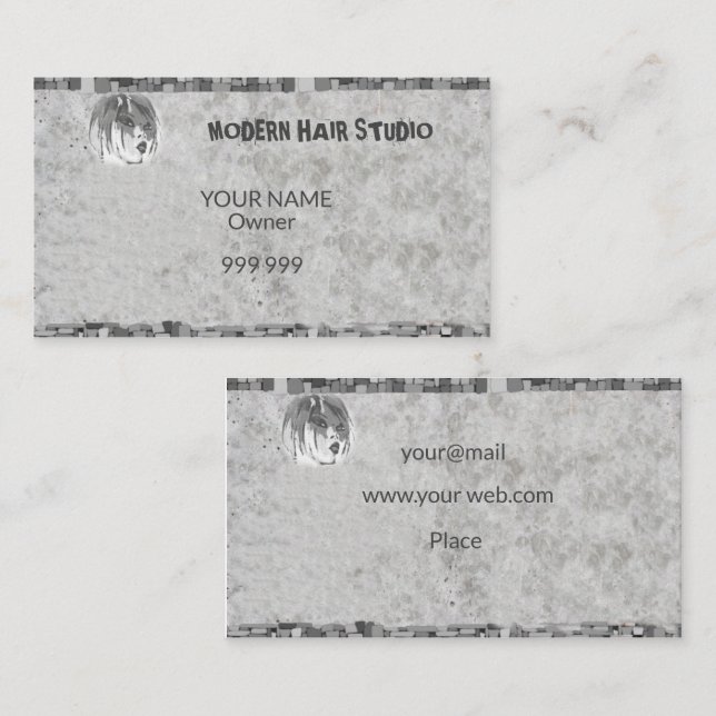 Carte De Visite Studio de coiffure moderne (Devant / Derrière)