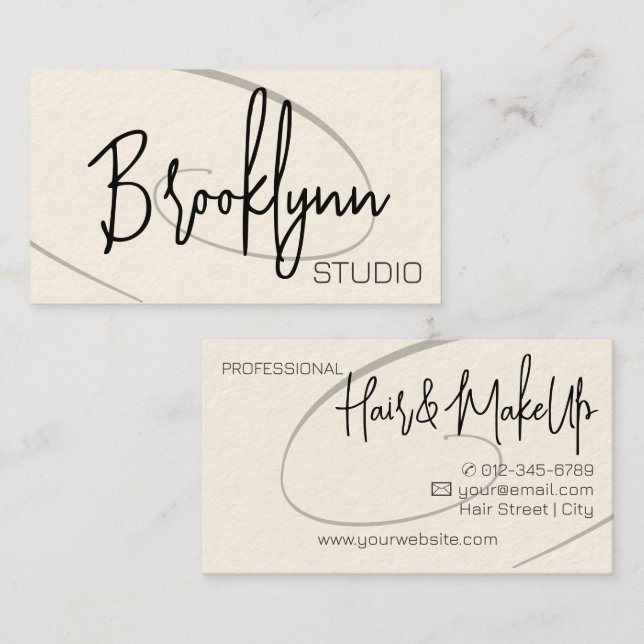 Carte De Visite Studio de coiffure professionnel de calligraphie m (Devant / Derrière)