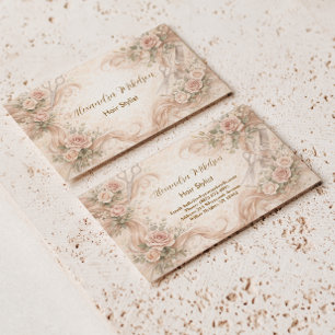 Carte De Visite Studio de coiffure Rose Blush Illustration