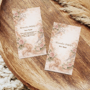 Carte De Visite Studio de coiffure Rose Blush Illustration