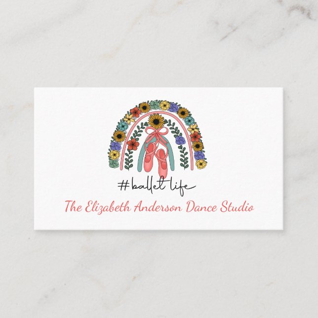 Carte De Visite Studio de danse de ballerine Professeur de ballet  (Devant)