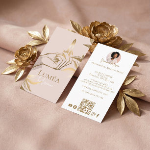 Carte De Visite Studio de maquillage Luxe Rose Pâle Or Beauté