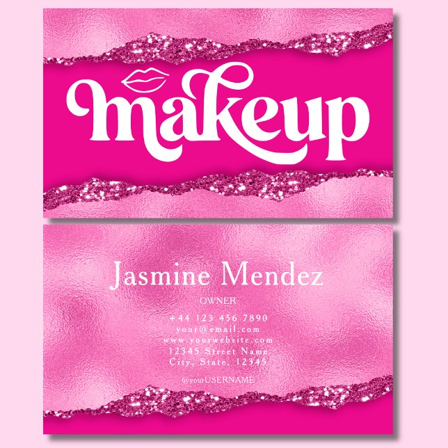 Carte De Visite Studio de maquillage Paillettes Roses (Créateur téléchargé)