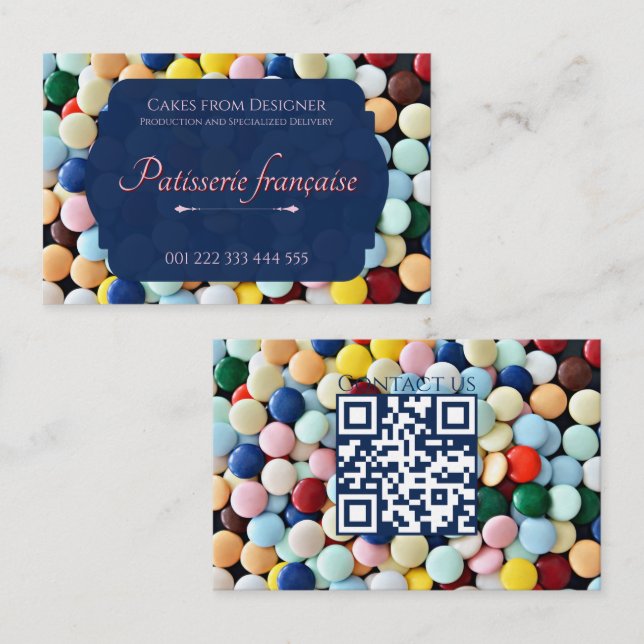 Carte De Visite Studio de pâtisserie coloré (Devant / Derrière)