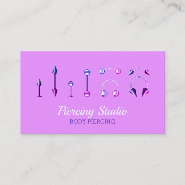 Carte De Visite Studio de piercing élégant (Devant)