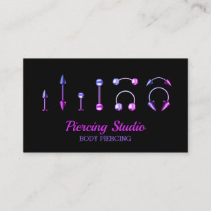 Carte De Visite Studio de piercing salon de bijoux rose violet