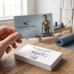 Carte De Visite Studio de Pilates Code-barres gris moderne