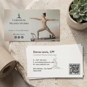 Carte De Visite Studio de Pilates Gris Naturel