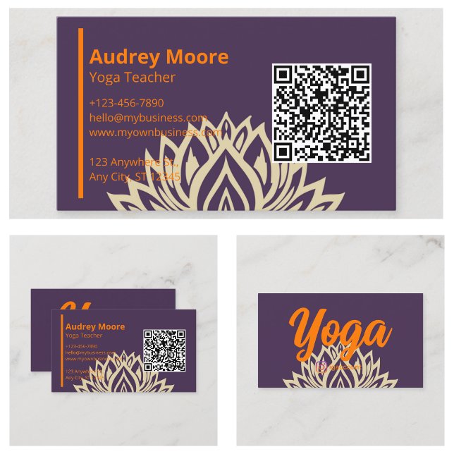 Carte De Visite Studio de professeur de yoga (Yoga Teacher Studio Business Card
)