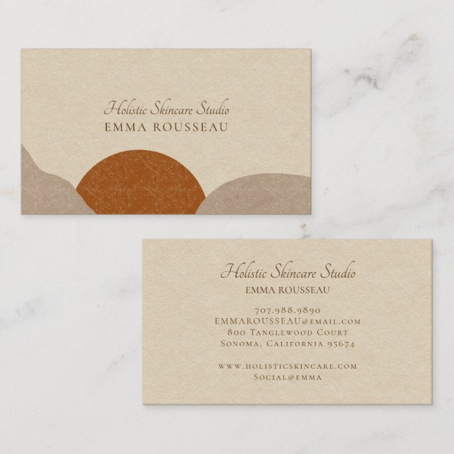 Carte De Visite Studio de soins de peau holistiques Boho Terracott (Devant / Derrière)