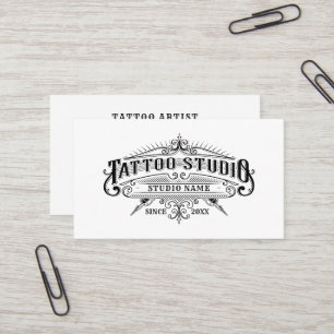 Carte De Visite Studio de tatouage de typographie vintage