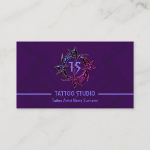 Carte De Visite Studio de tatouage minimal moderne vintage violet