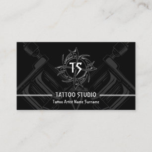 Carte De Visite Studio de tatouage moderne minimaliste noir blanc