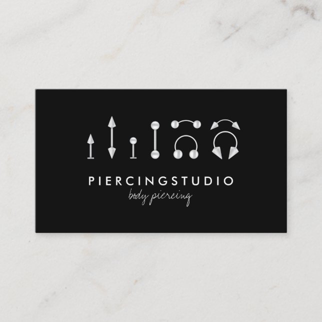 Carte De Visite Studio de tatouage Piercing Black (Devant)