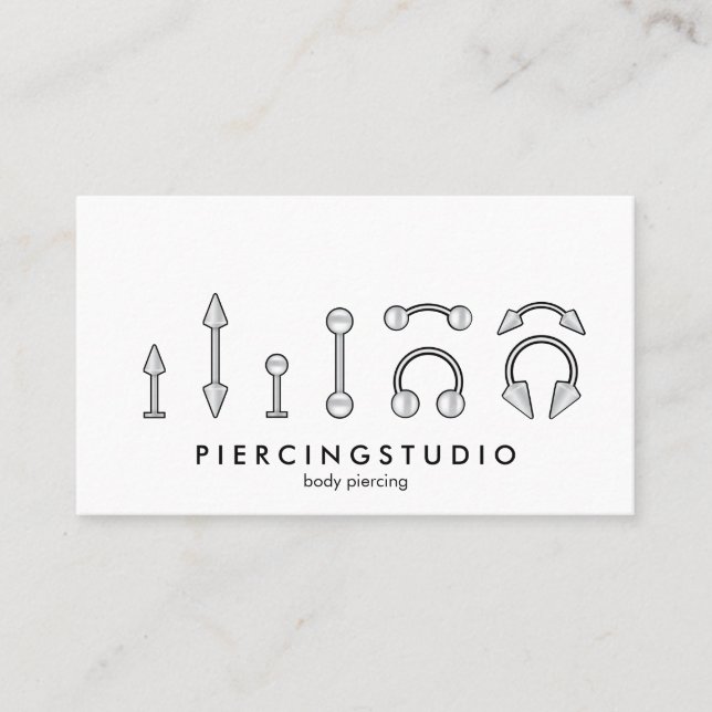 Carte De Visite Studio de tatouage piercing Gris (Devant)