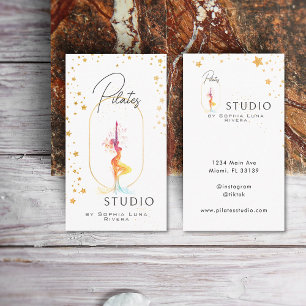 Carte De Visite Studio de Yoga Beauté Bien-être Luxueux Golden Sta