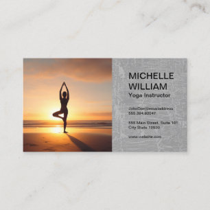 Carte De Visite Studio de Yoga   Fond Lever de Soleil   Santé