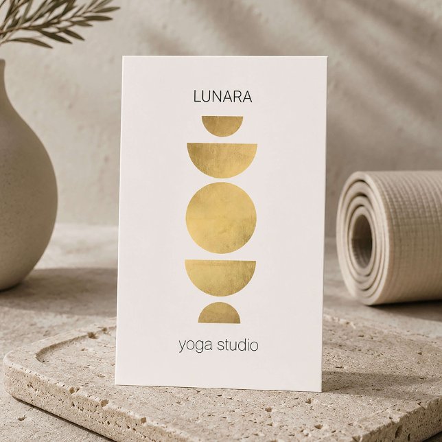 Carte De Visite Studio de Yoga Géométrique Minimal Ivory (Créateur téléchargé)