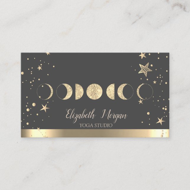 Carte De Visite Studio de Yoga Moons Gold Stars (Devant)