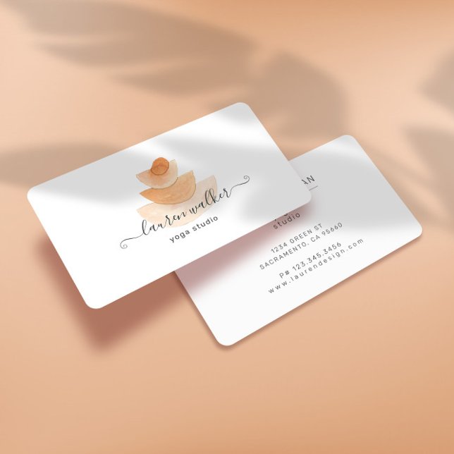 Carte De Visite Studio De Yoga Pyramide Moderne Abstrait en Pierre (Créateur téléchargé)