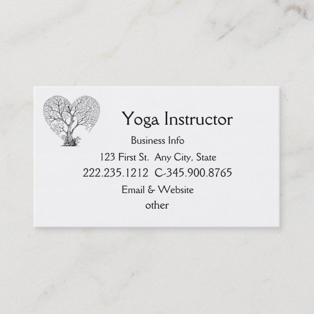 Carte De Visite Studio Instructeur Yoga Arbre (Devant)