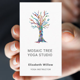 Carte De Visite Studio Yoga Coloré Mosaic Tree