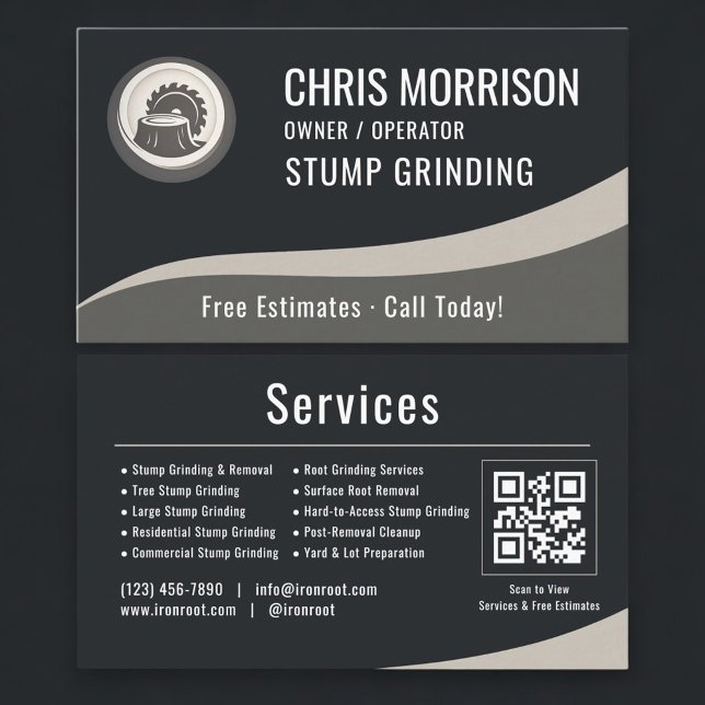 Carte De Visite Stump Grinding QR Code (Créateur téléchargé)