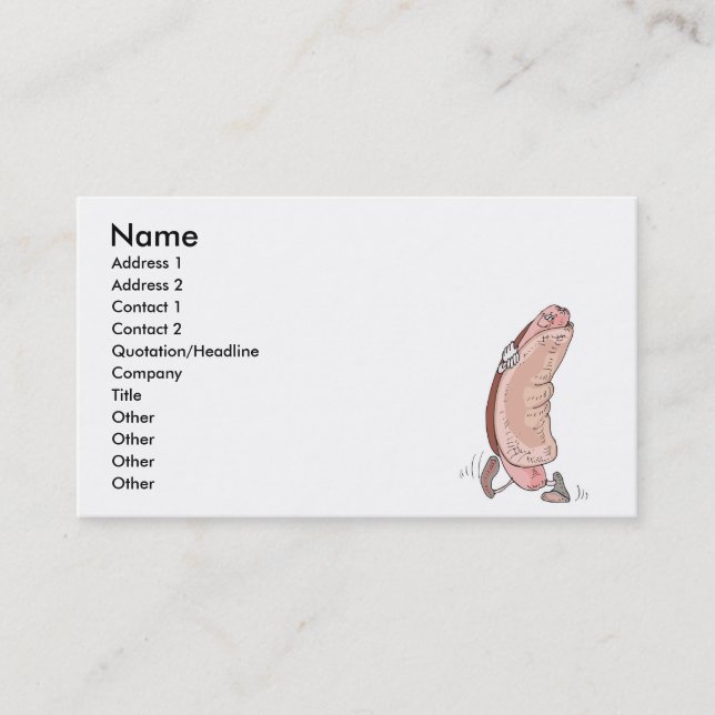 Carte De Visite stupide hot dog dans le personnage de dessin animé (Devant)
