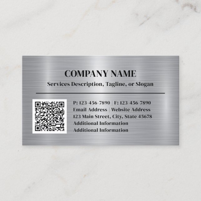 Carte De Visite Style aluminium en acier brossé métallique Ajouter (Devant)