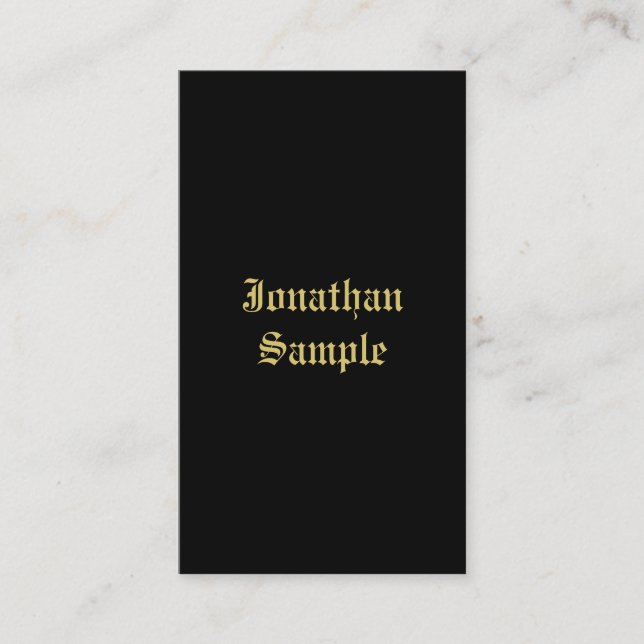 Carte De Visite Style Ancien Script Noir Et Or Typographie tendanc (Devant)